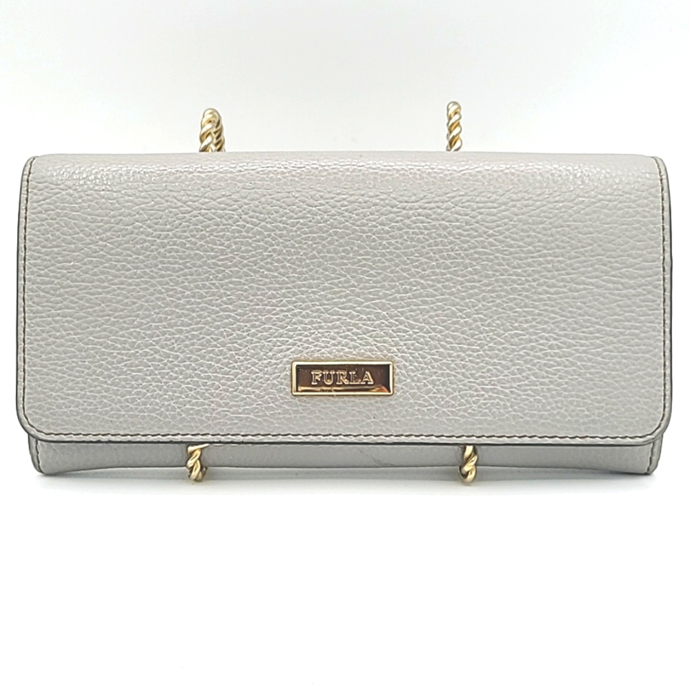 FURLA Gray Leather Long Wallet